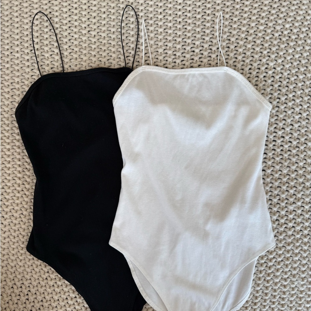 Wild Fable Tank Top Bodysuit Set - Black and White